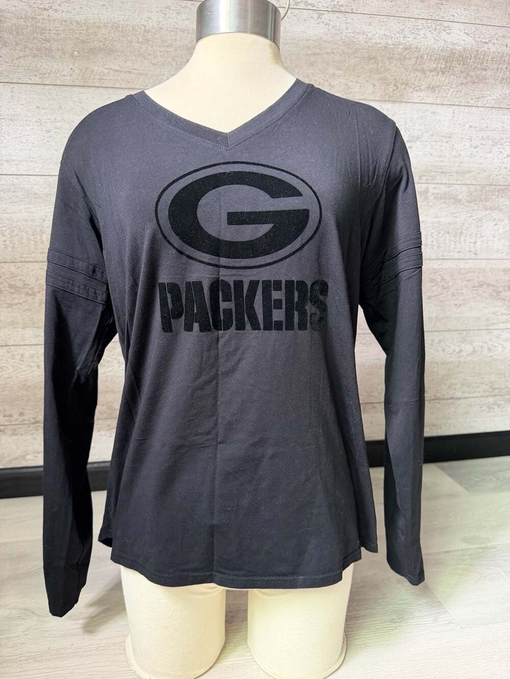 New Era Green Bay Packers Long Sleeve T-Shirt Size L Black NFL